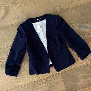 Navy, 3/4 ruched blazer. Express.